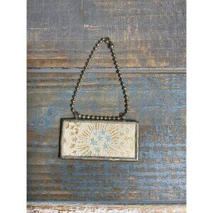 Vintage Double-Sided Floral & Starburst Metal Keychain With Ball Chain